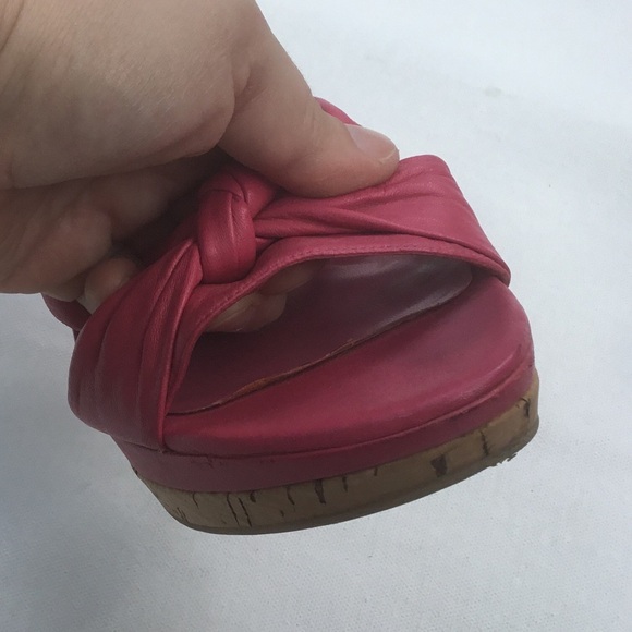 Guess Pink Heels Platform Fashionable Statement Shoes Cork and Genuine Leather - Picture 4 of 8